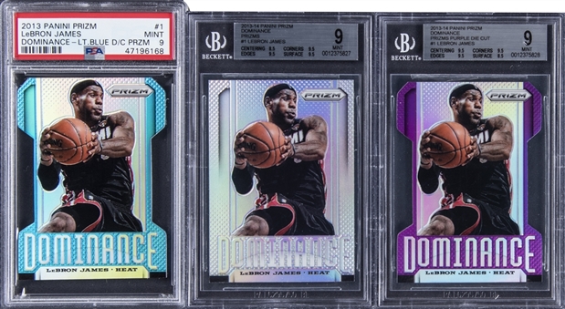 2013-14 Panini Prizm Dominance #1 LeBron James - Graded Prizm Collection (3 Different Cards)